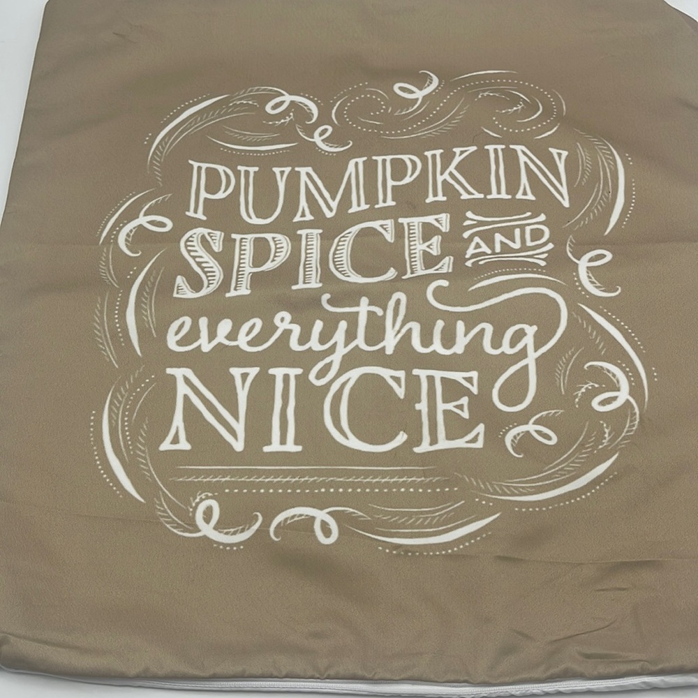 Fall Pillow Cover Pumpkin Spice and Everything Nice 18 x 18 NEW Neutral